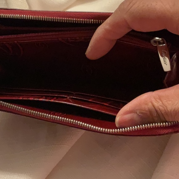 EC - Beautiful Cartier Happy Birthday print red long zip around wallet - Picture 10 of 12